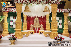 Lagna Vedika - Mandap de Madera Tradicional y Moderno para Bodas, Decoración de Escenario para Bodas Indias, Mandap Tallado, Precio de Fábrica - Product Image 3