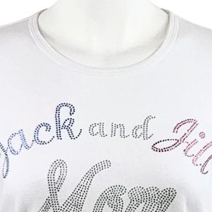 White Short Sleeve Crew Neck <b>T</b> <b>Shirt</b> with Pastel Jack and Jill Mom Embroidered Design Women's Graphic Tee for Casual Everyday - Product Image 2