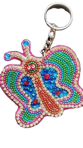 Llavero con Diseño de Mariposa, Bordado con Cuentas Rosas y Verdes, para Niñas, Estilo Indio, Ecológico, para Graduación, Día Nacional - Product Image 5