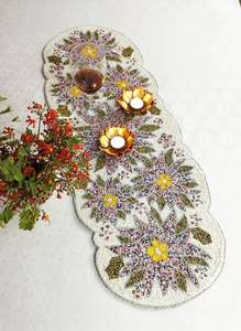 Camino DE MESA DE FLORES con cuentas hecho a mano multicolor - Product Image 5