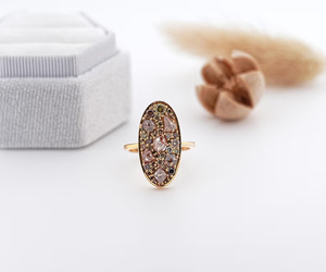 Nuevo Anillo Vintage de Oro Amarillo de 14k con Forma Ovalada, Anillo de Boda con Diamantes Salt & Pepper Rústicos para Ella, Om Gems - Product Image 1
