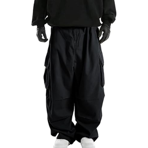 Men Baggy Cargo <b>Pants</b> Elastic Waist Loose Fit Washed Wide Leg Polyester/Cotton <b>Summer</b> Utility Jogger <b>Pants</b> for Outdoor - Product Image 4