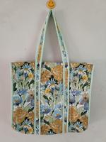 Sac fourre-tout bohème léger à imprimé floral, pliable, avec fermeture éclair, deux poches souples, grande capacité, réutilisable, écologique, pour femme