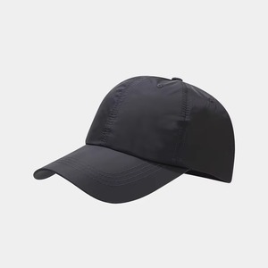 Unisex 6-Panel Baseball Cap Solid Black Fitted Casual <b>Hat</b> Breathable <b>Waterproof</b> Polyester Satin Fabric Four Seasons Adult Size - Product Image 4