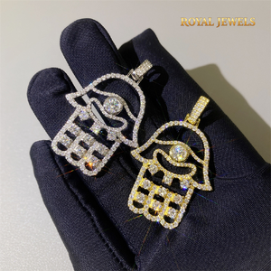 Pendentif Hamsa fait main en argent sterling 925 avec moissanite ronde, bijou religieux, cadeau de charme pour fête - Product Image 4