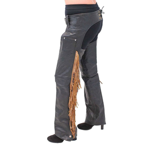 Chaps en cuir véritable pour femmes, style western, taille mi-haute, coupe régulière, franges, fermeture à boucle, équitation, BAND BROTHERS, haute qualité - Product Image 6