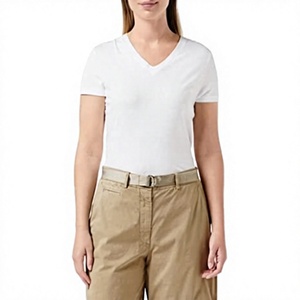 Shorts de Lona de Algodón Color Caqui para Mujer, Cintura Media, con Cinturón, Corte Regular, Estilo Casual, Color Sólido, Tejido Transpirable, Cierre de Botones - Product Image 3