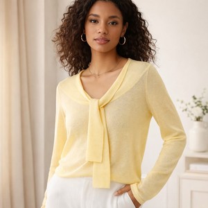 Pull en coton tricoté de haute qualité pour femme, anti-boulochage, manches longues, uni, élégant, automne-hiver, fabriqué au Bangladesh - Product Image 4