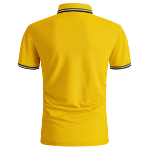 เสื้อเชิ้ตผู้ชายสีเหลือง ผ้าฝ้าย 100% แขนสั้น คอปก สีพื้น แต่งบล็อกสี สไตล์ไฮสตรีท พร้อมโลโก้ด้านหน้า สำหรับทีม - Product Image 5