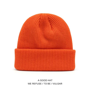 Gorro de Punto Acrílico Negro Unisex, Diseño Casual con Borde, Color Sólido, Talla Adulto 56-58CM, Estilo Casual - Product Image 6