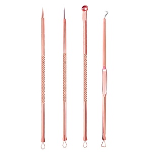 Professional 4 Piece Stainless Steel Blackhead Extractor Kit Facial Pore Cleaner Acne Removal Beauty <b>Tool</b> Set - Product Image 1