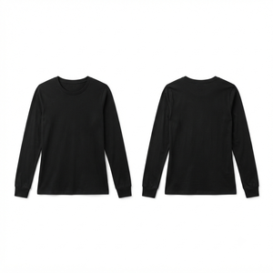 Camiseta de Punto para Mujer, Negra, Manga Tres Cuartos, Cuello Redondo, Casual, Sólida, Corte Regular, Transpirable, para Todas las Temporadas - Product Image 2