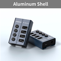 Hub USB 3.0 en alliage d'aluminium FIDECO, transfert de données, 4 ports, type C, charge rapide, hub USB
