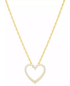 Collana pendente a cuore aperto di diamanti (1/4 ct. T. w.) in argento Sterling placcato oro 14k, extender 16 "+ 2" | Macacy's - Product Image 1