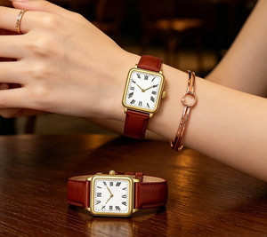 Nouvelle montre de luxe pour femmes en acier inoxydable avec mouvement à quartz Miyota, bracelet en cuir, étanche 3ATM, montre de couple pour femme, cadeau - Product Image 3