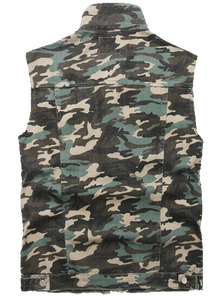 Chaleco Vaquero para Hombre, Sin Mangas, Desgastado, Protección UV, Secado Rápido, Corte Ajustado, Cuello Alto, Estilo Vintage, Casual, OEM ODM - Product Image 2