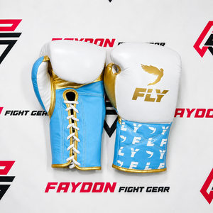 FLY White <b>Red</b> Full Printed Laced up MMA Gloves Quick Drying Lightweight Professional Boxing Training Gloves - Product Image 2