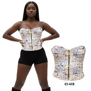 Corset sexy imprimé pour femme avec fermeture éclair sur le devant, bustier, corset overbust - Product Image 3