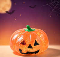 Best-seller transfrontalier : Jouet Squishy en caoutchouc en forme de citrouille d'Halloween, motifs fantômes scintillants en forme de guimauve, à rebond lent, pour jeunes