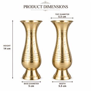 Brass Flower <b>Vase</b>, <b>Gold</b>, 14 cm Height, Set of 2 - Product Image 5