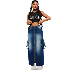 OEM/ODM Service Winter Pencil Casual <b>Denim</b> Skirt Medium Wash 220g Ladies Everyday Wear Soft <b>Material</b> 100% Cotton Quick Dry - Product Image 2