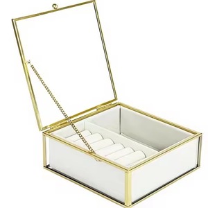 Elegant Metal & Glass Jewelry <b>Box</b> Luxury <b>Trinket</b> Organizer for Jewelry Rings Earrings Necklace Bracelet Bedroom Gift Decor - Product Image 2