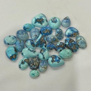 Turquoise naturelle Golden Hill, cabochons de formes variées, dos plat et lisse, bleu, 2-10 carats, turquoise du Kazakhstan non traitée, pierres précieuses en vrac - Product Image 3