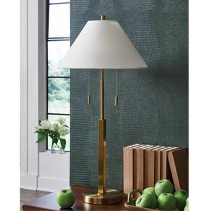 Contemporary Metallic Brass <b>Table</b> Lamp with <b>Slim</b> Design for Console Lighting - Product Image 6