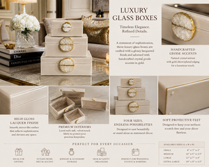 Luxury Ivory Mirror <b>Glass</b> Decorative Storage Box Color Agate <b>Knob</b> Premium Jewelry Vanity Organizer Boxes Home Decor Lacquered - Product Image 5