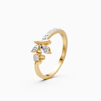 Cincin Berlian Daun Bunga 0.24 Ct Berlian Buatan Laboratorium Dalam Emas Kuning, Putih, dan Rose 9K