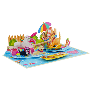 <span class=keywords><strong>Carte</strong></span> pop-up 3D personnalisée pour fête de piscine canine, <span class=keywords><strong>carte</strong></span> de vœux faite à la main, <span class=keywords><strong>invitation</strong></span> créative sur le thème des animaux de compagnie, <span class=keywords><strong>carte</strong></span> cadeau, vente en gros - Product Image 4