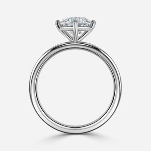 Anillo de Compromiso Solitario de Diamante Cultivado en Laboratorio de Corte Redondo de 4 Quilates con 4 Puntas en Oro Blanco de 14K, Fabricante Mayorista - Product Image 2
