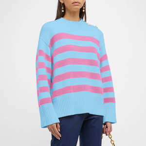 Cardigan décontracté rayé en coton pour femme Zeta Phi Beta, pull tricoté d'hiver respirant et infroissable avec broderie frontale pour fille - Product Image 2