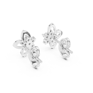 Juego de pendientes de diamantes cultivados en laboratorio con pétalos florales, engastados en oro blanco de 18 quilates, para mujer, para compromiso, boda, fiesta, regalo de San Valentín, uso diario - Product Image 2