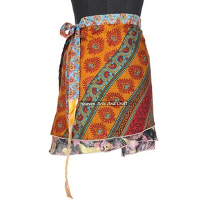<b>Ladies</b> Fashion Wear Silk Mini <b>Skirt</b> - <b>Uk</b> Fashion Recycled Sari Silk Mini <b>Skirt</b> - European <b>Summer</b> Fashion Mini <b>Skirt</b> Silk Sari - Product Image 6