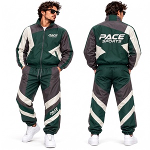 mens <b>navy</b> grey red jacket and pant set full zip windbreaker jacket pinstripe track pant colorblock warm up training suit <b>tops</b> - Product Image 5
