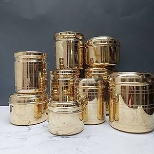 Couvercles de rangement pour bougies en métal doré de luxe, ensemble de décoration pour la maison, design portable, qualité supérieure, Pojan Vintage, laiton écologique - Product Image 1