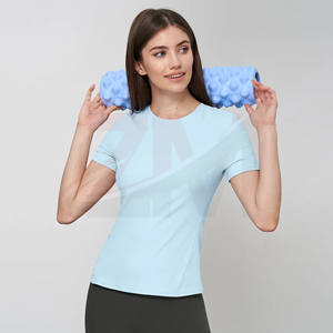 Nouvelle mode, prix de gros pour t-shirts femme à manches courtes, t-shirts confortables et extensibles, unis et teints, pour femmes, avec logo personnalisé - Product Image 1