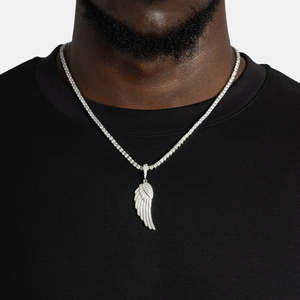 Luxury Iced <b>Angel</b> Wing Pendant 925 Silver Diamond Round Brilliant Cut Micro Insert Themed Pendants Unisex Everyday Wear - Product Image 2