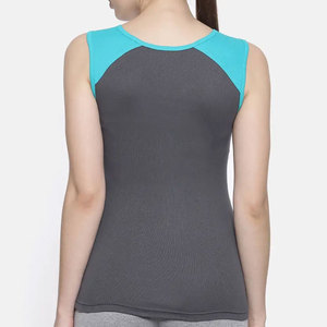 Camiseta sin mangas deportiva para mujer 2026, color gris, con bloques de color, espalda cruzada, ribete en contraste, para gimnasio, yoga, entrenamiento de verano - Product Image 5