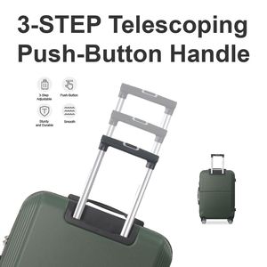 Set Valigie Premium in ABS Verde 3 Pezzi 20'' 24'' 28'' con Manico Multi-Posizione Ruote Silenziose Girevoli Approvato TSA - Product Image 2