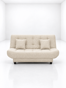 Canapé-lit capitonné Velva en tissu ivoire, convertible, pour la maison, l'appartement, la villa, l'hôtel, le salon, le bureau - Product Image 1