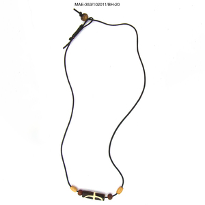 Collar con Cuentas de Hueso en Forma de Corazón, con Cuentas Cristianas Religiosas, Estilo Étnico Unisex, Joyería de Moda con Cordón Negro - Product Image 2