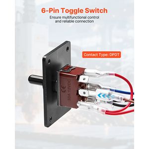 Interruttore a Levetta Momentaneo per Inversione di Polarità a 6 Pin (DC 12V/30A AC 250V/15A) - ON/OFF per Montaggio su Pannello - Product Image 4