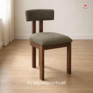Silla de Comedor Moderna Japandi de Caoba, Color y Tamaño Personalizados, Tapizada, Ecológica, Hecha a Mano, para Apartamento, Villa, Muebles Comerciales - Product Image 1