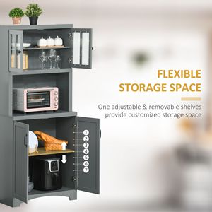 Modern Freestanding Kitchen Pantry Cabinet with <b>Tall</b> <b>Storage</b> Glass Framed Door for Microwave Space Accent Kitchen Furniture - Product Image 6