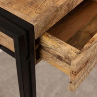 Bureau industriel Vandana Hexa Ultra en métal avec plateau en bois massif