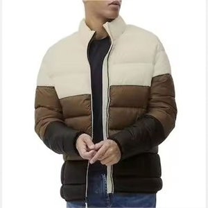 Veste matelassée d'hiver pour homme, coupe-vent, avec blocs de couleur, fermeture éclair de haute qualité, en polyester épais et chaud - Product Image 3