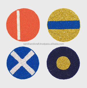 Embroidered <b>Seed</b> Bead Coasters Bohemian Coasters Embroidered Drink Coasters - Product Image 1