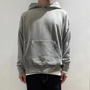 Sweat à capuche épais 420 g/m² sans cordon, personnalisé pour homme, effet vieilli, coupe oversize, vierge, délavé à l'acide, style vintage - Product Image 2